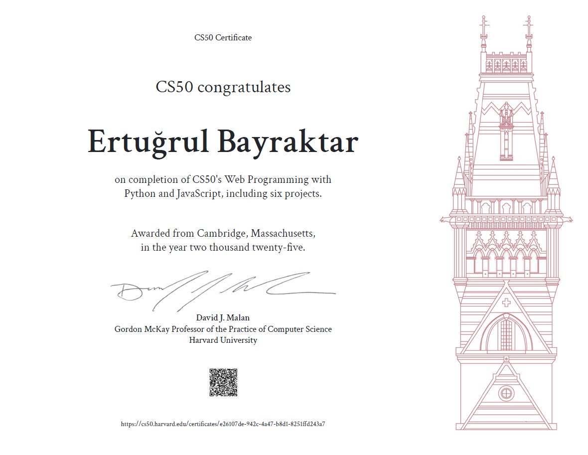 CS50's Web Programming with Python and JavaScript Certificate