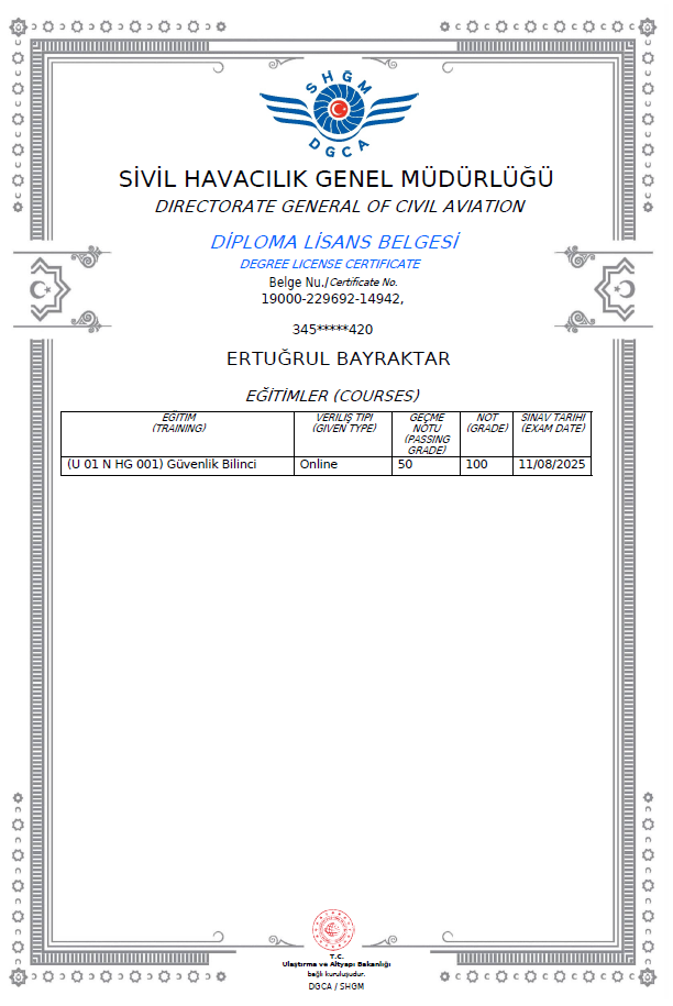 Aviation Security Certificate Certificate